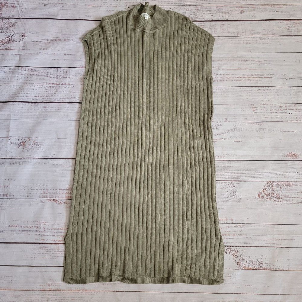 Haven Well Within Organic Cotton Wide Rib Dress Green Sleeveless Women's Medium